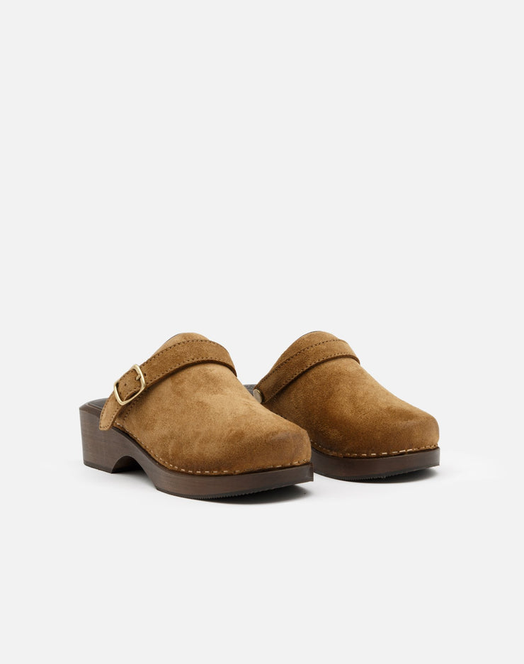 70s Classic Clog - Tan Olive Suede