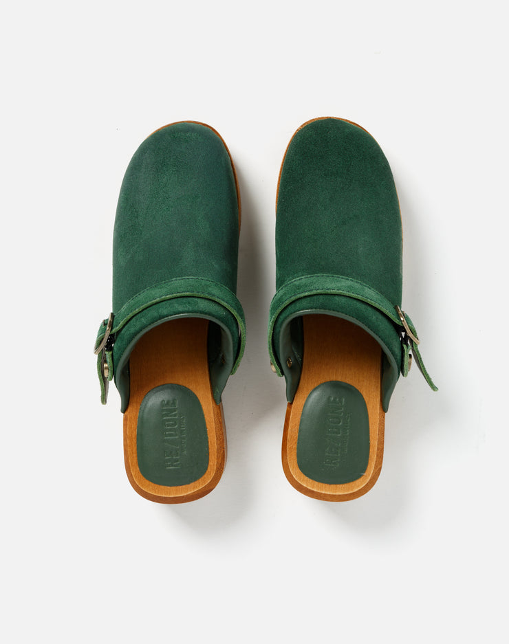 70s Classic Clog - Green Suede
