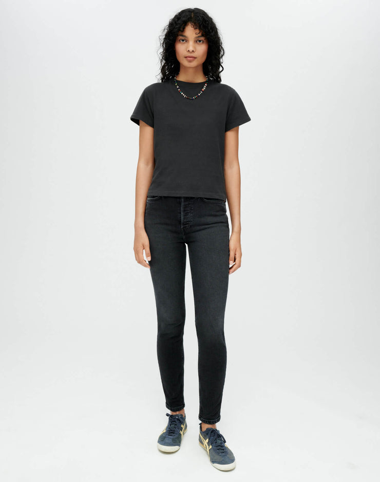 Comfort Stretch High Rise Ankle Crop - Washed Noir