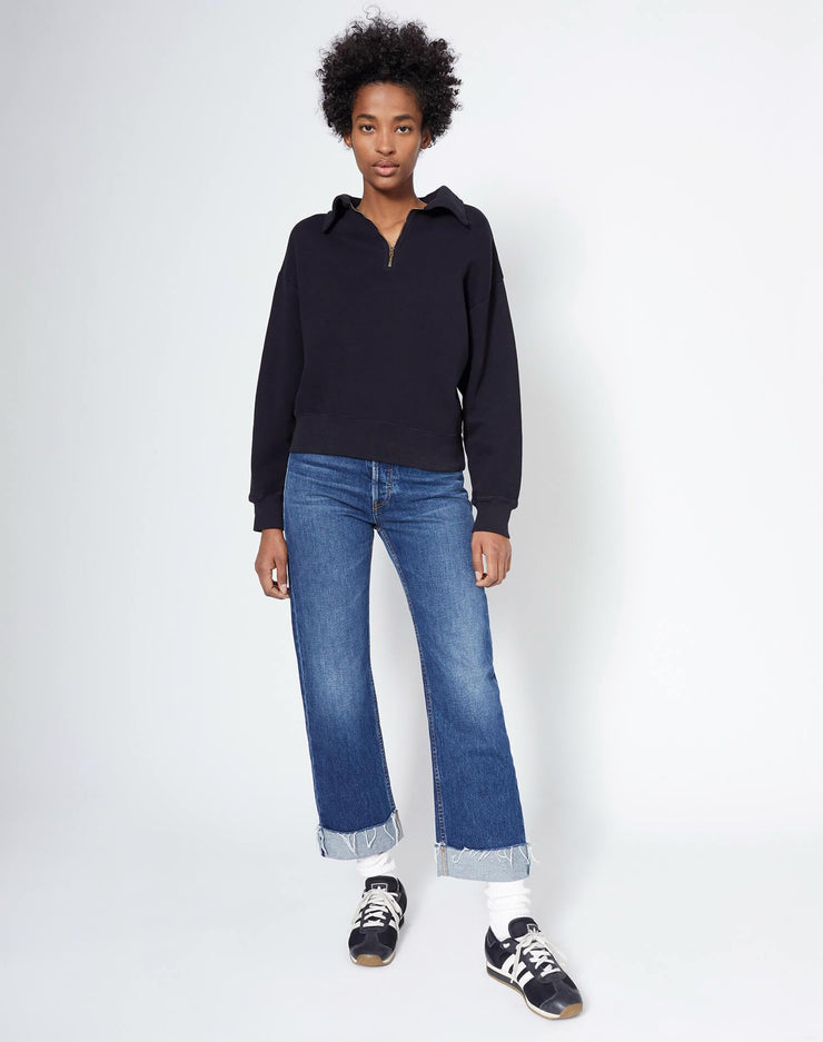 70s Half Zip Sweatshirt - Washed Black